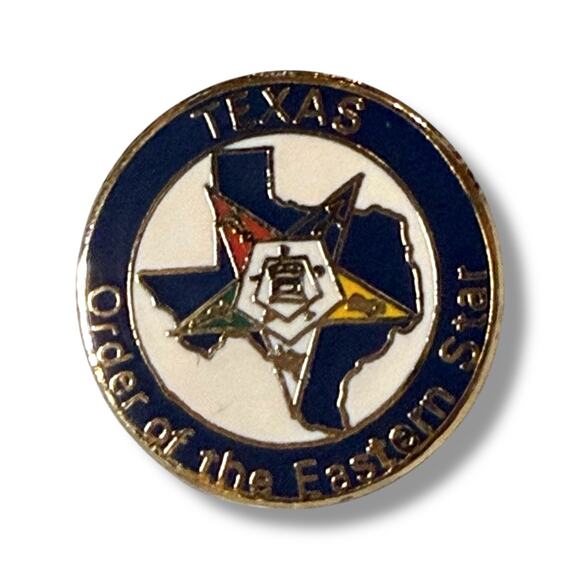 Vintage Texas Order of the Eastern Star Lapel Pin Gold Tone Blue White Enamel - Picture 2 of 6